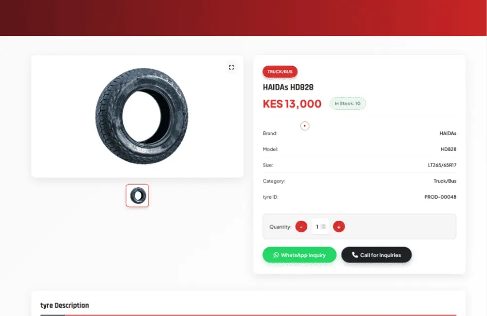 Tyre Center Booking System - Automotive Retail Solutions Kenya